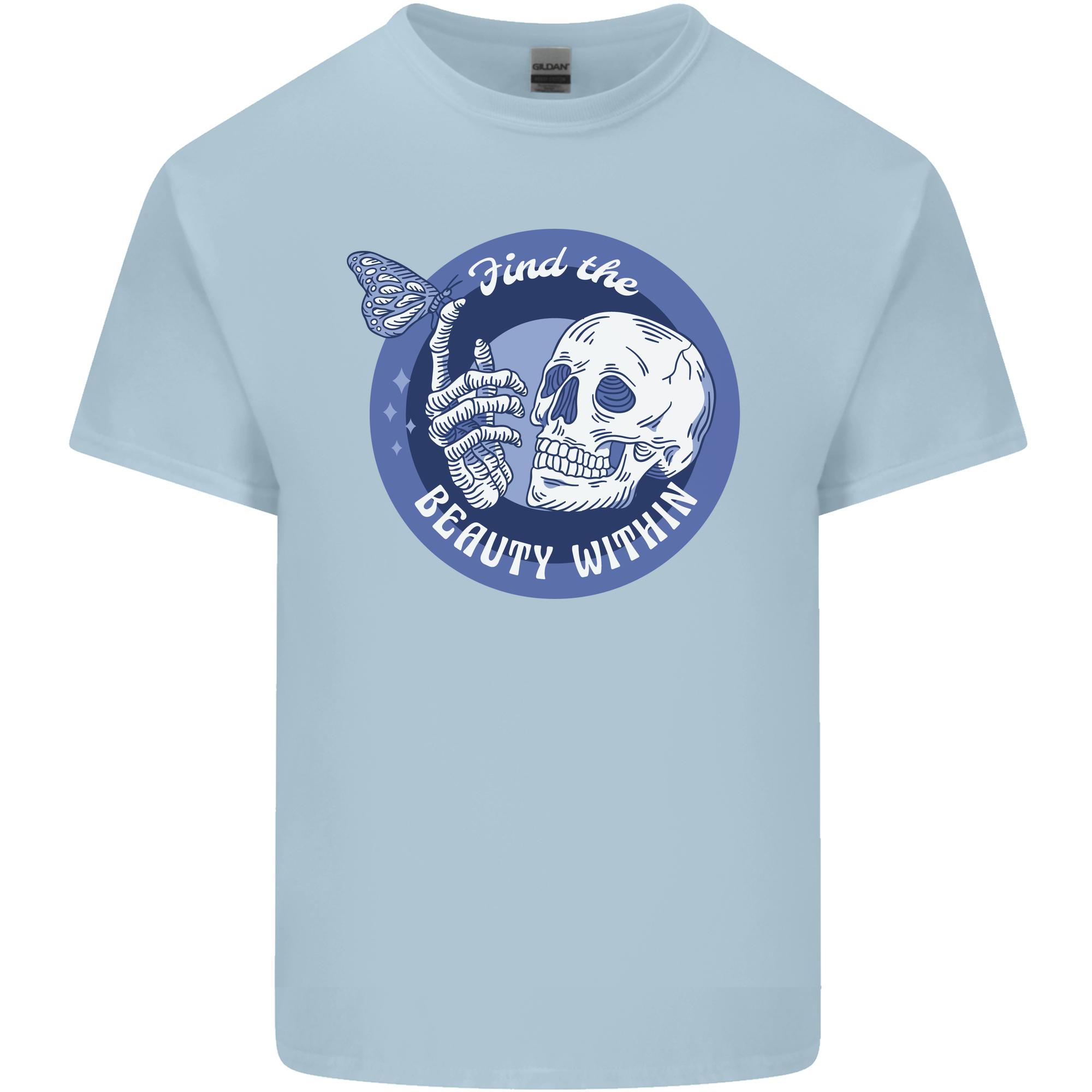 Skull Butterfly Find the Beauty Within Unisexs Light Cotton TShirt S