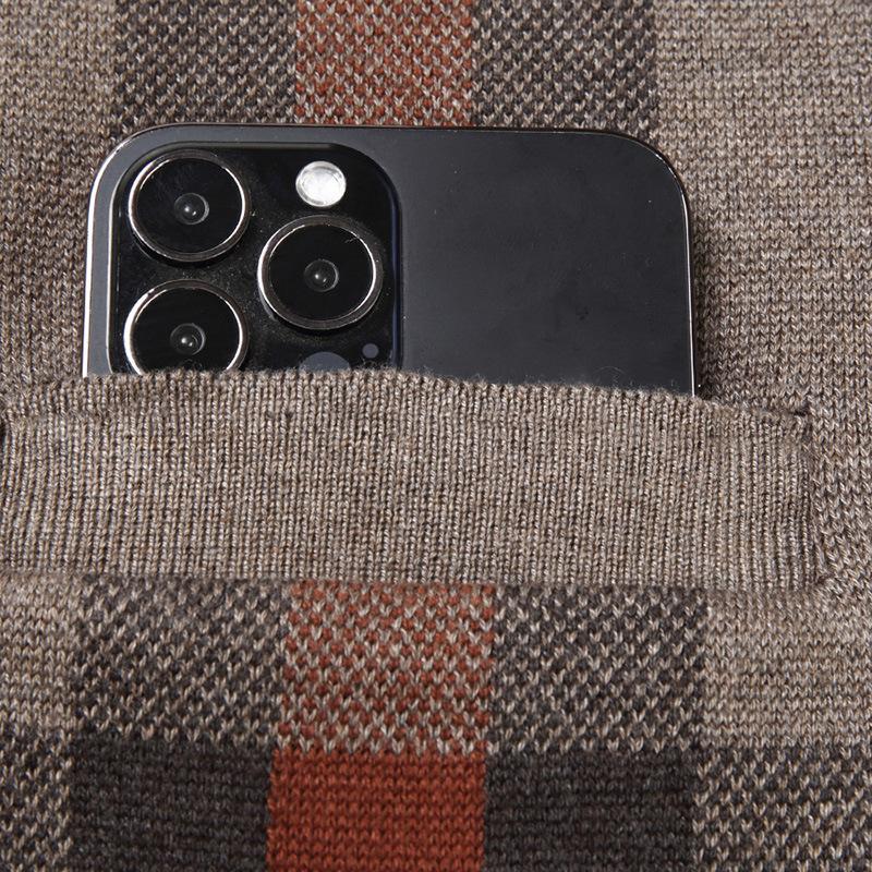 Herbst Winter Herren Pullover Weste Lässig Ärmellos Strickjacken Herren Mode Kariert V-Ausschnitt Cardigans Herren Kleidung Gestrickte Weste