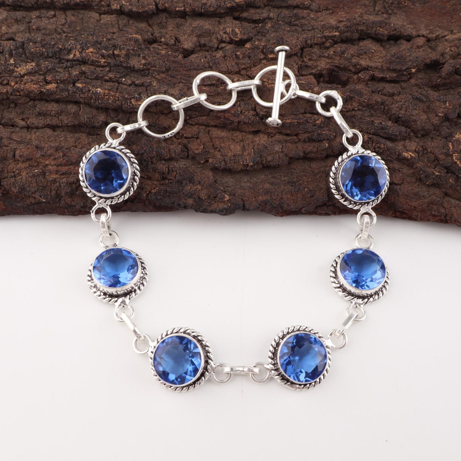 

Танзанит Драгоценный Камень 925 Стерлинговое Серебро Ювелирное Изделие Ручной Работы Браслет 7-9 Для Подарка RB-16-6