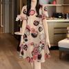 ZANZEA Women Casual Round Neck Short Sleeve Loose Summer Print Dress