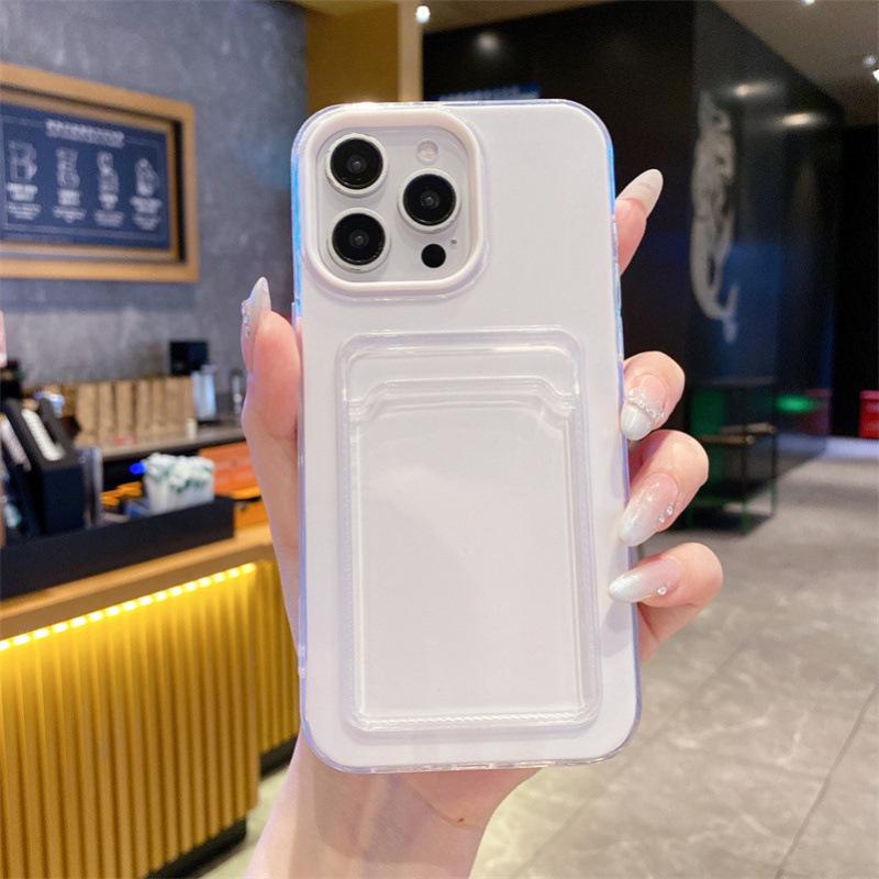 iPhone 17 Pro Jelly Silicone Card Holder Case, Solid Color, Anti-Fall Protection for iPhone 15P/14