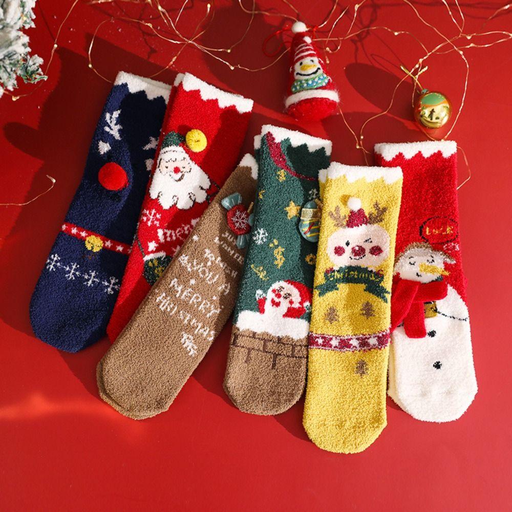 

Elk Coral Velvet Socks Cartoon Floor Sleep Socks Cute Women Hosiery Girl