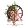 Christmas Wooden Wagon Wheel Wreath Simulation Winter Themed Party Bar Door