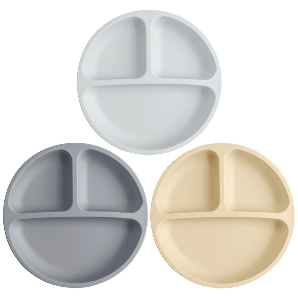 Color Kids 3PCS Silicone Baby Feeding Set With Suction Plate BPA Free Eco Friendly Training Tableware Toddler Weaning Utensils