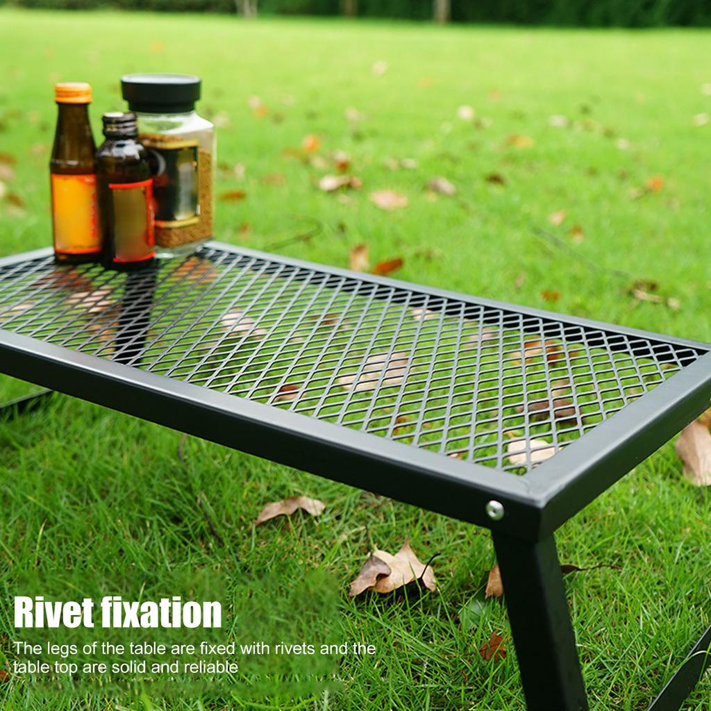 Folding Camp Fire Rack Folding Campfire Grill Heavy Duty Iron Waterproof Portable Camp Fire Cooking Rack for Outdoor Barbecue
