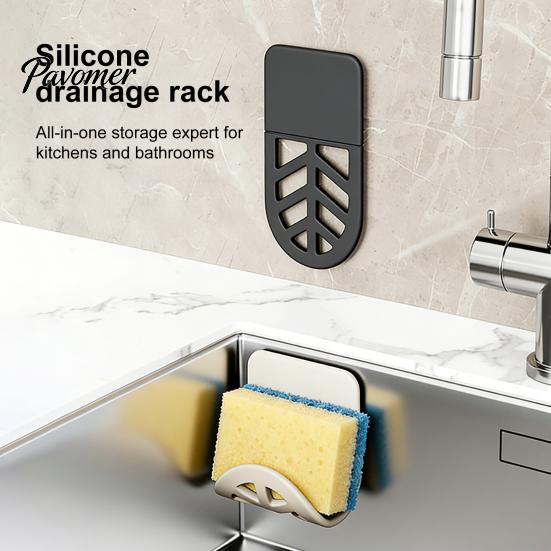 Kitchen Sink Sponge Holder Wall Mounted Flexible Holder, Traceless Adhesive Drain Rack, Space Storage Rack for Soap Saving Bendable And Countertop