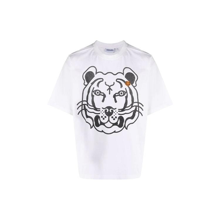 KENZO T-Shirts Men's White Crew Neck Moderate Straight Fit FB65TS5224SA0-1B