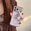 iPhone 17/16 Pro Max/15/14 Case - Glitter Flowers & Rabbits Design for Girls