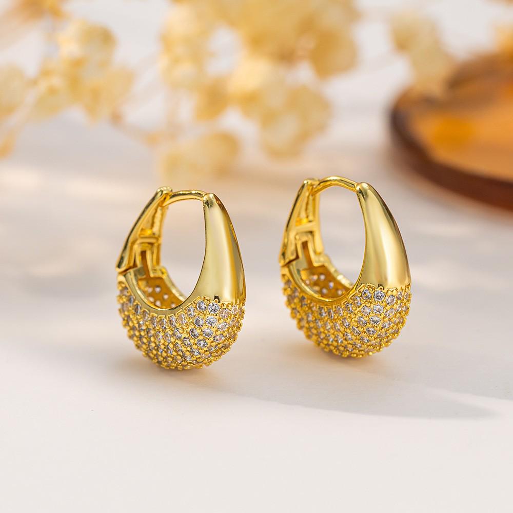 Resort-Style Retro Zircon Double Row Hollow Ear Cuff Earrings - Chinese Fashion Exquisite Design