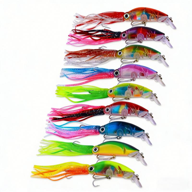 Lure Bait Set Floating Octopus10CM16.6GMulti-color Realistic Fake Bait with Mustache High Simulation Fishing Tackle Supplies