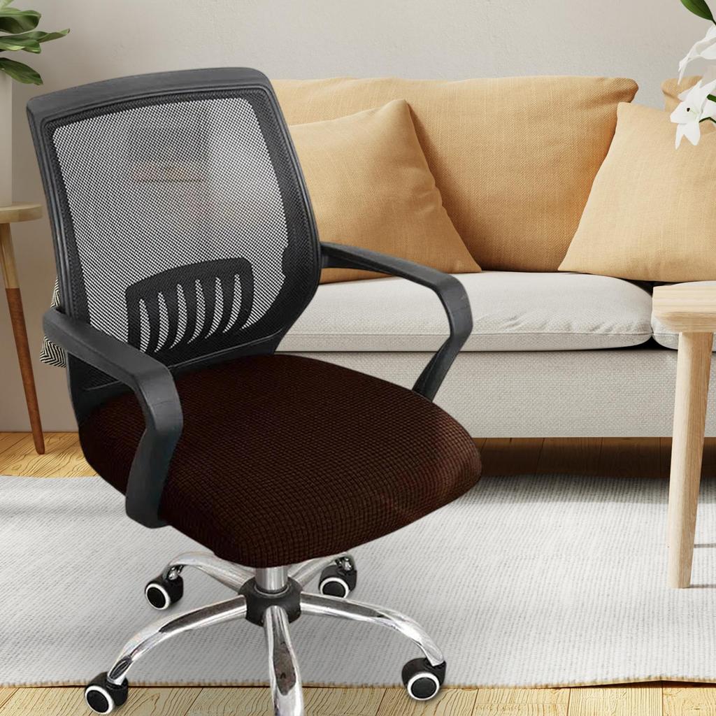 Washable Universal Swivel Chair Cover with Armrests Stretch Office Seat Protector Removable for Computer Desk