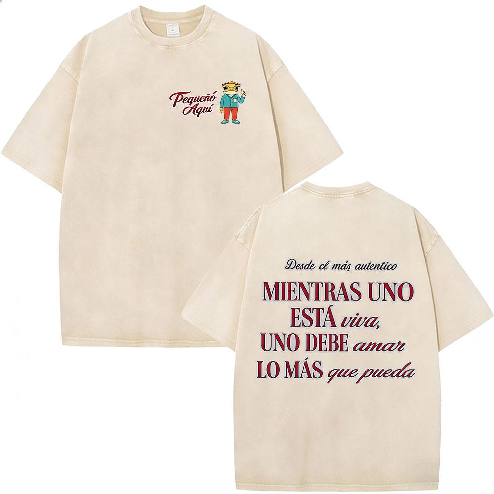 Washed Vintage Rapper Bad Bunny Tshirt Debi Tirar Mas Fotos DTMF World Tour T Shirts Men Women Fashion Hip Hop ONeck Tshirts