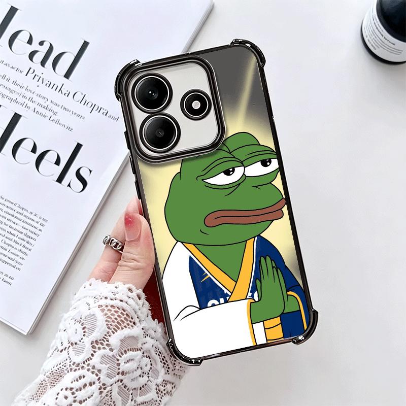 Funny Sad Forg P-Pepe Meme Plating Phone Case For Xiaomi Redmi Note 14 15 Pro Plus 13 12 11 11S 11T 10 9S 9 5G Anti-Fall Airabag