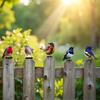 5PCS Vivid Metal Birds Fence Decor Color Painted Outdoor Garden Natural Bird 2D Sculptures for Outdoor Fences, Patio, Garden and Bird Lovers