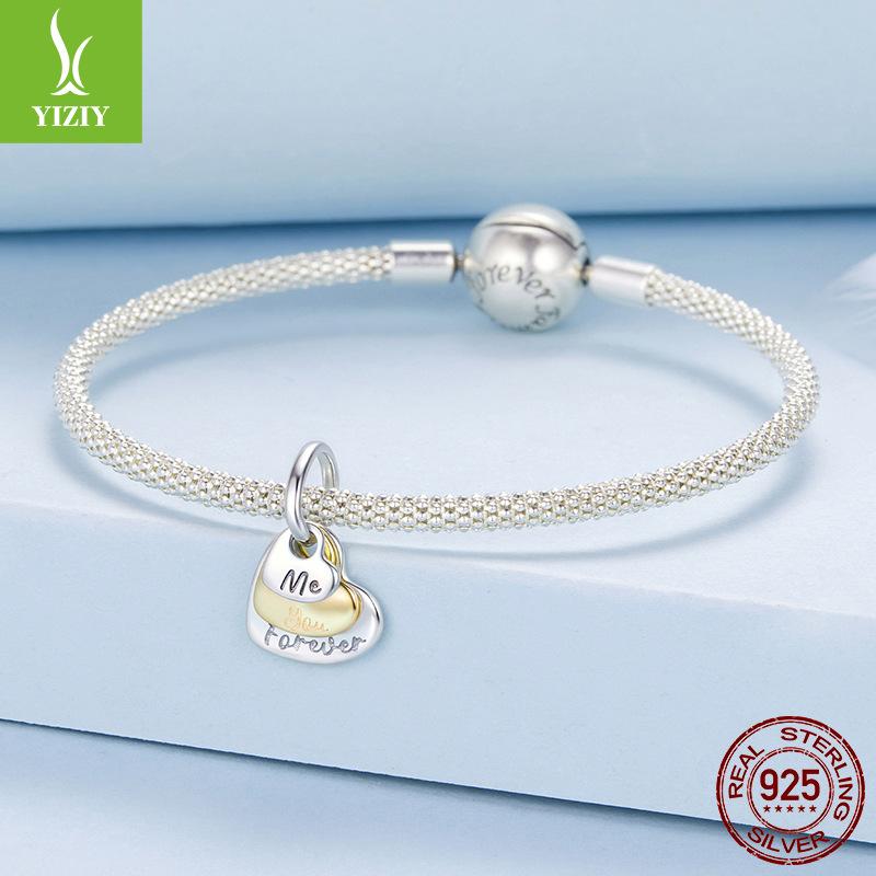 S925 Sterling Silver Love Forever Pendant Accessories Personalized Love Card Stacking Bracelet Beaded
