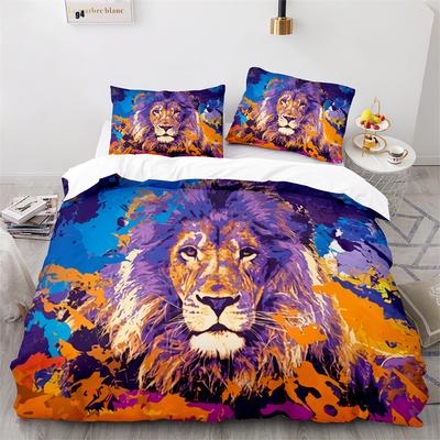 Löwe Bettbezug Set 3D Druck Wildtier Unter Sonnenschein King Queen Größe Für Teenager Kinder Bettwäsche Set Polyester Bettdeckenbezug