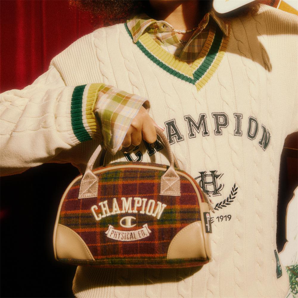 New Champion Fabric, Synthetic Leather Shoulder Bag Unisex Night Umber Red/Light Bone U4DACPU20