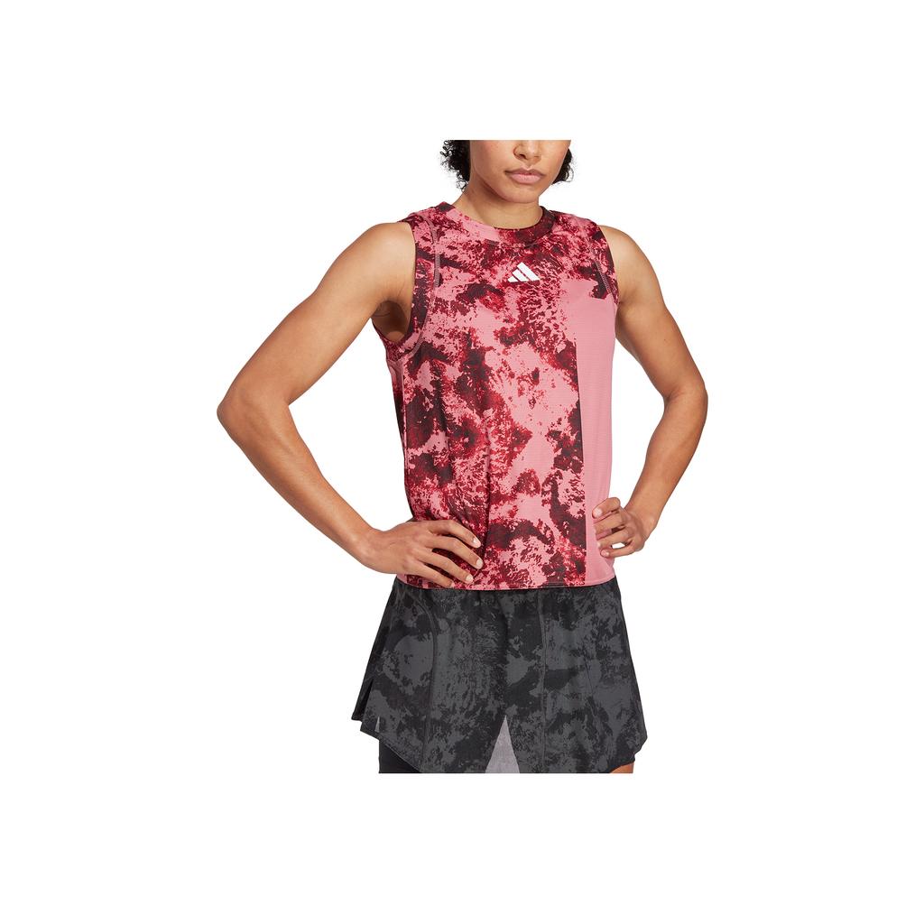 Adidas Tie-Dye Pattern Printed Color Block Round Neck Vest Women Tops Pink HT3628