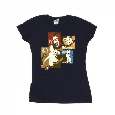 T-shirt de Algodão Feminina/Senhora Faces Quadradas