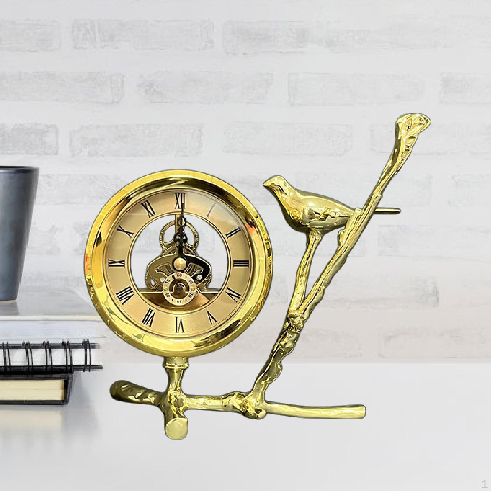 

Часы-ветка с фигуркой птицы для домашнего использования, римские цифры, металлический хронометр для учебы 17x10x18 cm