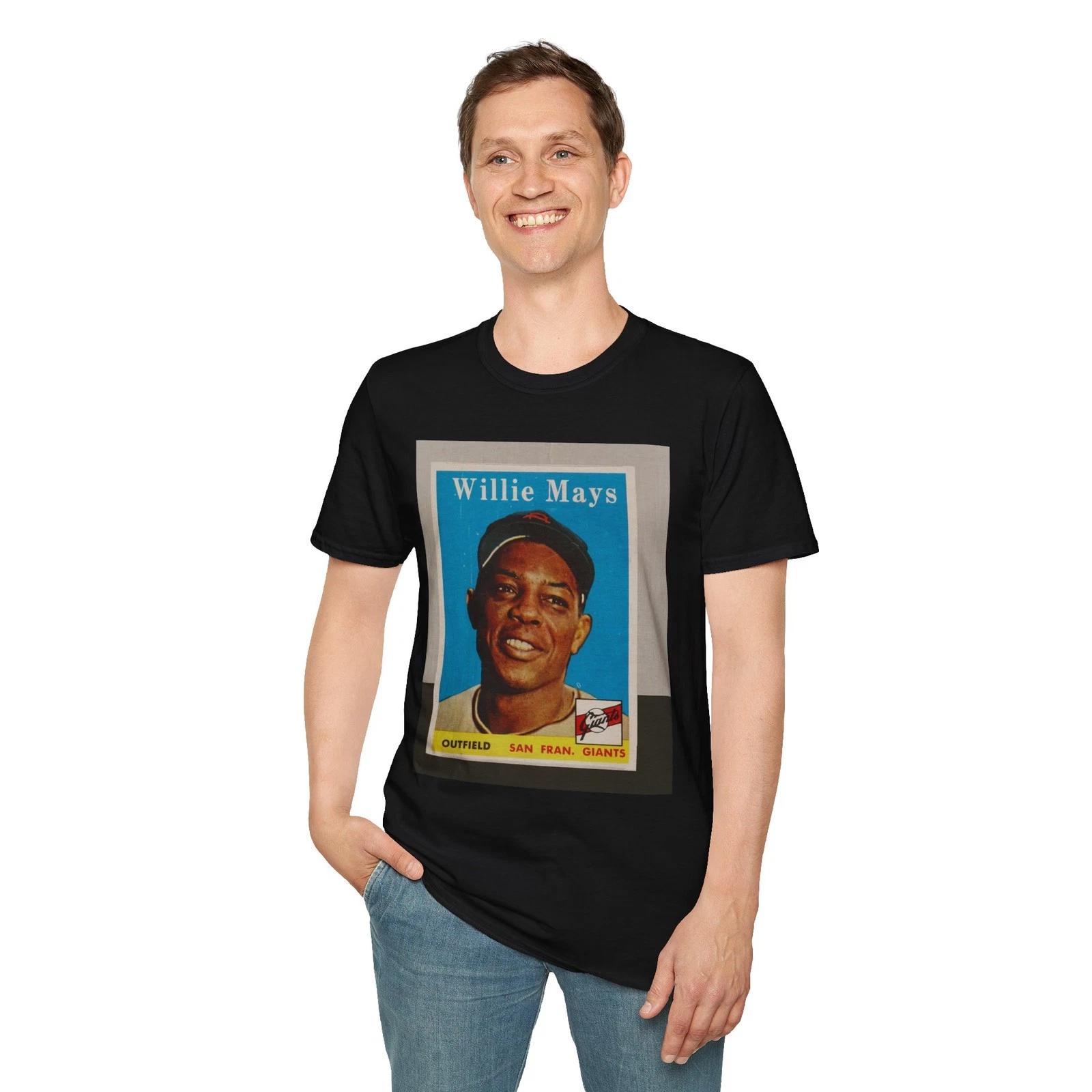 Willie Mays SF Baseball Card Photo Art T-Shirt, Unisex Tee Sports S