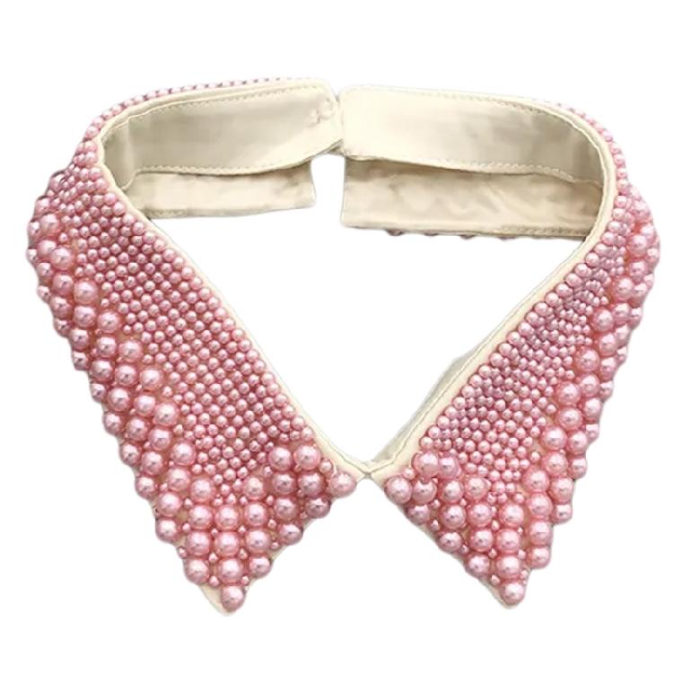 Elegant Pearls Beaded Bib Faux Collar Half Shirt for Women Lapel False Collar Detachable Collar Neckline Choker Necklace