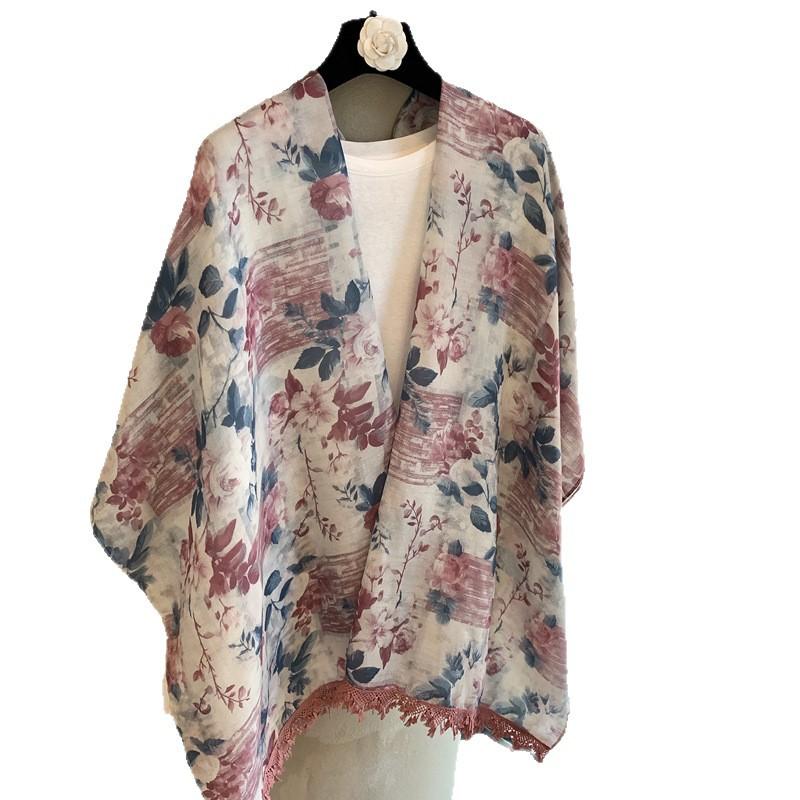 Summer High-End Women'S Medium And Long Outer Coat Retro Ethnic Style Sunscreen Shawl Yunnan Qinghai Tourism Silk Scarf Shawl