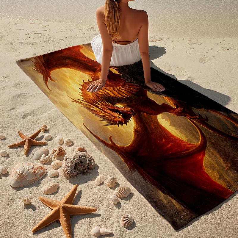 Epic Dragon Moonlit Sky Beach Towel, Super Soft Microfiber, Gift for Her/Him, Birthday, for Pool, Beach, Travel, Home Decor Fan gifts