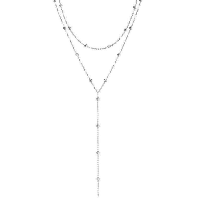 

Трендовое двухслойное ожерелье с кисточками в форме буквы Y. Шикарная многослойная цепочка с круглыми бусинами для модного образа.