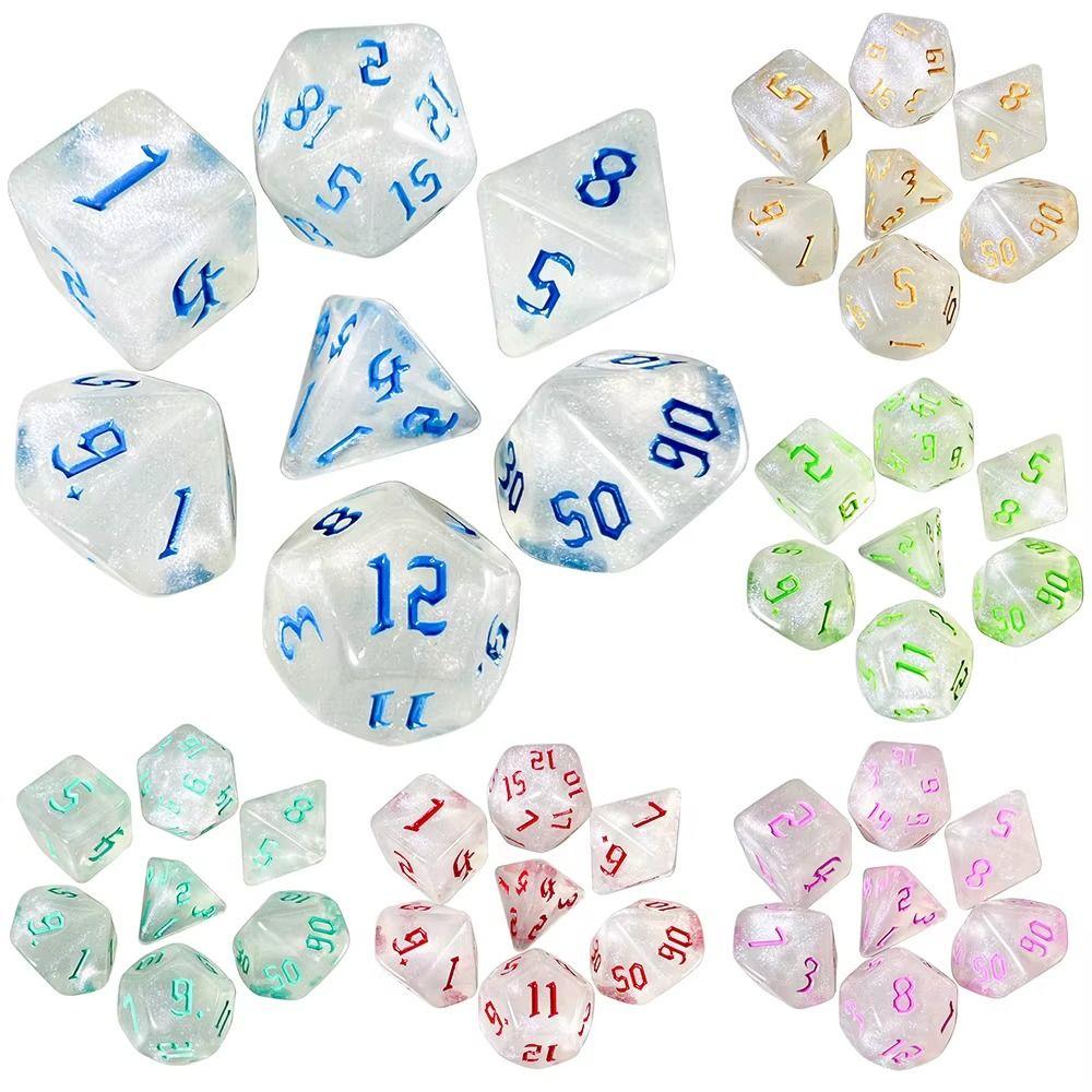7Pcs/Set 7-Die Polyhedral Dice Acrylic Game Dice New DND Dice  For TRPG DND