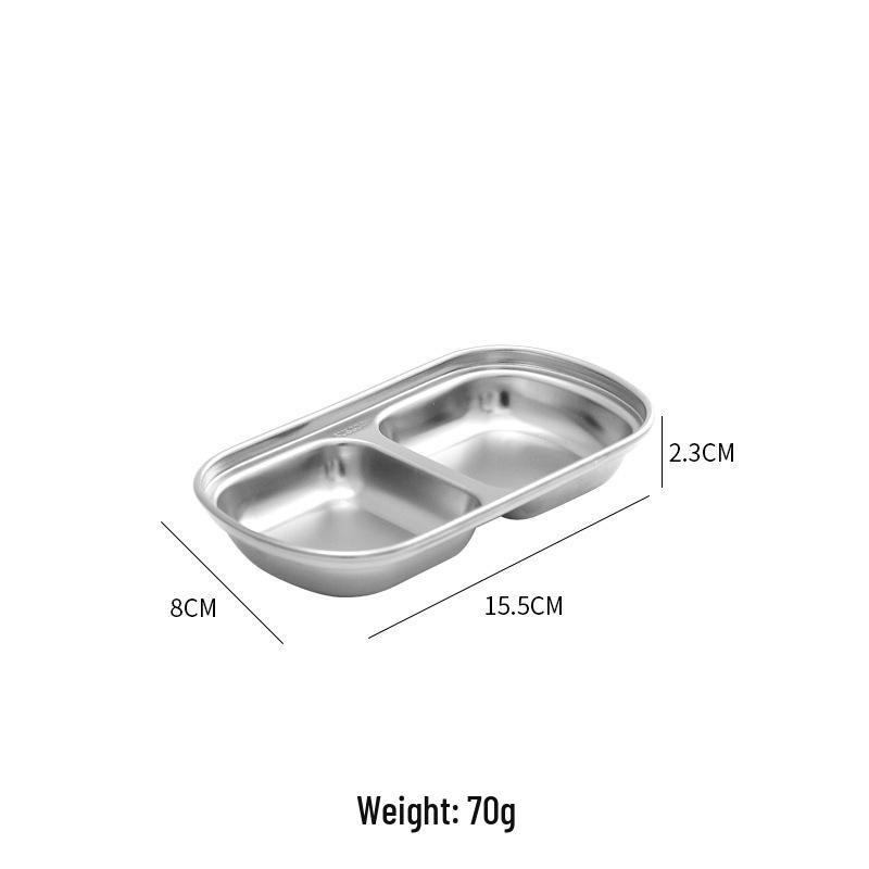 Korean-Style Gold 304 Stainless Steel Divided Dipping Dish for Sauces and Condiments, Available In Two or Three Compartments