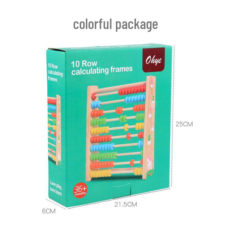 Wooden Colorful Number Abacus: Educational Toy for Kids, Ten-Row Arithmetic Learning Aid