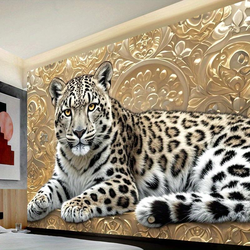 Luxury Leopard Tapestry Wall Hanging Golden Pattern Background Wall Art Decor For Living Room Bedroom Home Decoration Fabric
