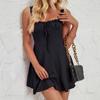 Summer Strapless Tie Up Solid Color A-Line Skirt Hem Dress With Suspender Skirt For Women