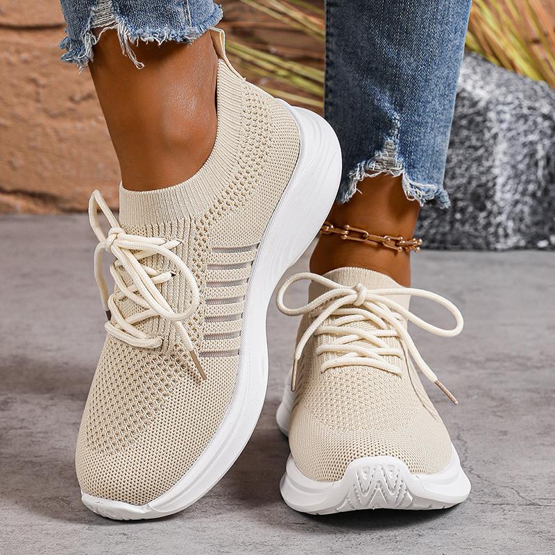 Fashion Breathable Knit Platform Sneakers for Women Lightweight Non Slip Running Shoes Woman Comfortable Soft Sole Slip On Sports Shoes