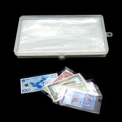 100 Stück Geld-Banknoten-Schutz-Aufbewahrungsbeutel mit Box, transparente Münzhalter, Album-Ordner