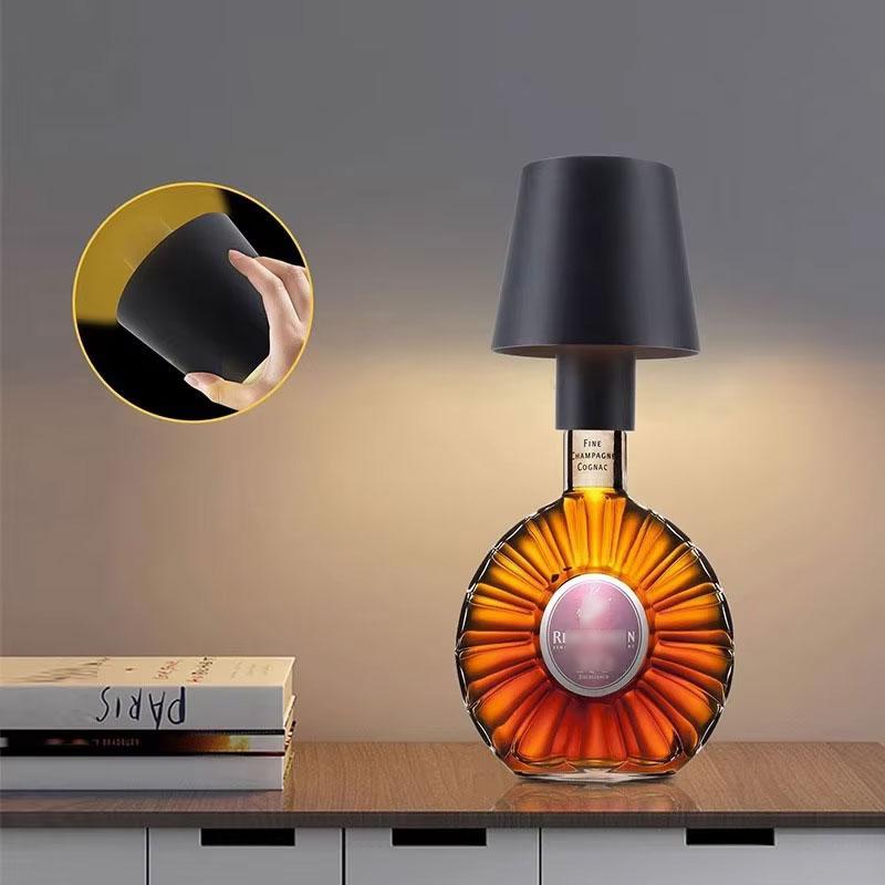 Pointed/Round Bottomed Wine Bottle Lamp Creative Headlight Embedded Portable Dimmable for Bar Restaurant Camping Decor