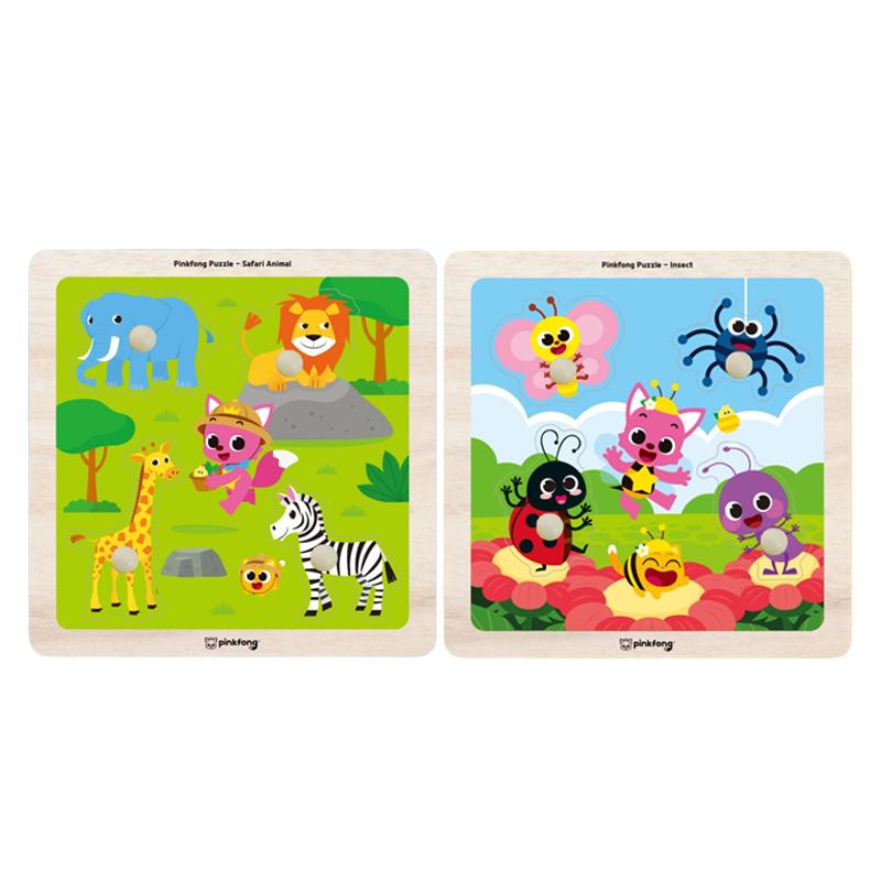 

Сертифіковано KC – Дерев яний пазл-вкладиш Pinkfong 4 штуки (Дика тварина / Комаха) 3 варіанти #Wild Animal+Insect