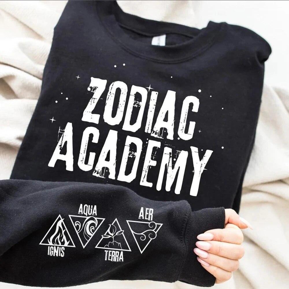 

Толстовка унисексТолстовка Zodiac Academy Толстовка с рукавами в стиле ретро Элементы Ignis Aer Aqua Terra Рубашка с рукавами Знаки зодиака Круглый вырез Топы с графикой