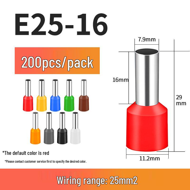 VE Tube-Type Pre-Insulated Terminal E 0308 Cold-Pressed Pin Terminal