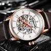 OCHSTIN Mechanical Watch Men Skeleton Steampunk Automatic Self Wind Classic Leather Strap Luminous Male Wristwatch Reloj Hombre