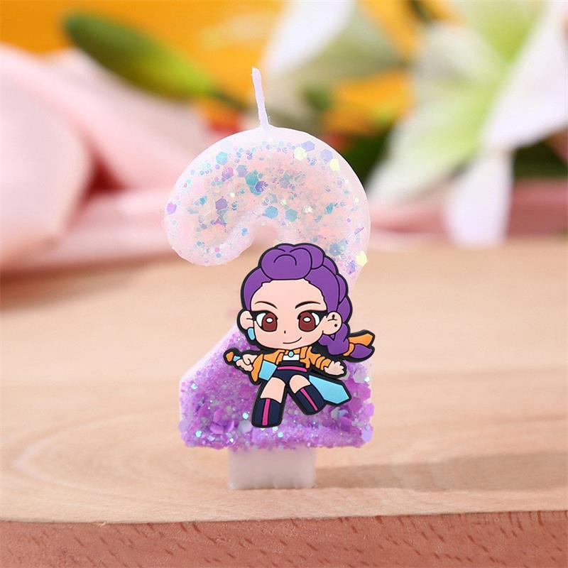 New Kpop Anime Demon Hunters Theme 3D Digital Candle Birthday Cake Decoration Number 0-9 Candle Kids Party Accessory Supply Gift
