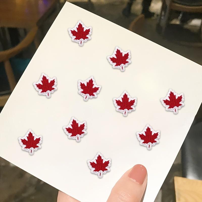 10pcs Red Maple Leaf Mini Embroidered Patches | Set for DIY Decor | On Jackets, Clothing, Backpacks, Hats, and Shoes