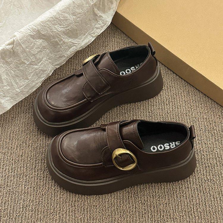

Soft leather version~ platform-soled small leather shoes women s shoes 2025 spring new Boken shoes muffin-soled loafers versatile single shoes 40