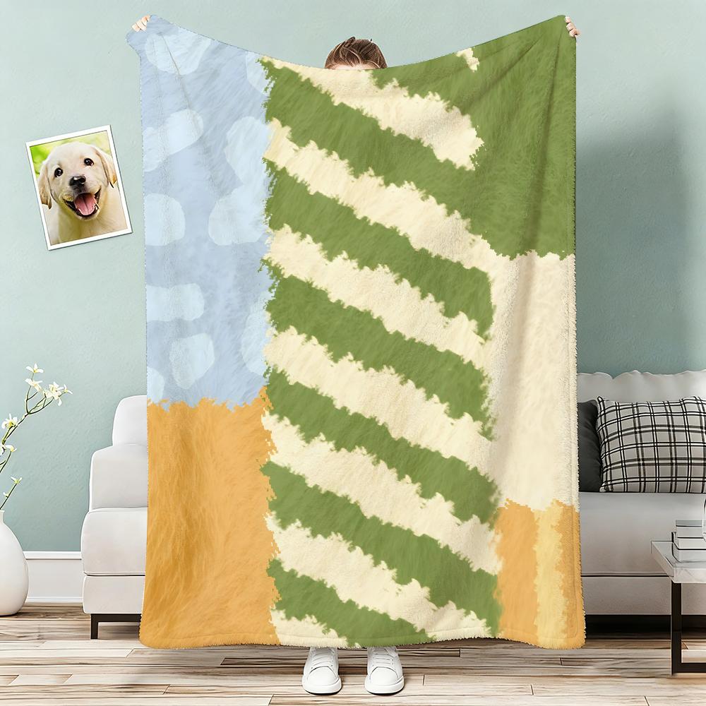 Aesthetic Colorful Fun Collages Throw Lightweight 240G Flannel Blanket Soft Skin-Friendly For Summer Cooling