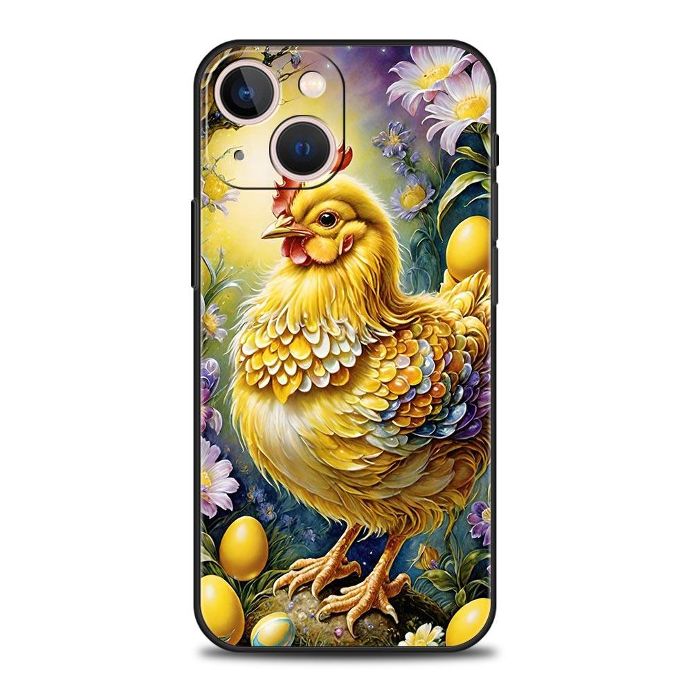 Cock Rooster Chicken Phone Case For iPhone 17 16 15 Pro Max 11 12 13 14 7 8 Plus SE 2020 X XR XS Cover Soft Black