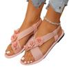 Women's Wide Width Cross Strap Flat Sandals - Embroidered Floral Slide Sandals with Wide Band, Open Toe Beach Flip Flops