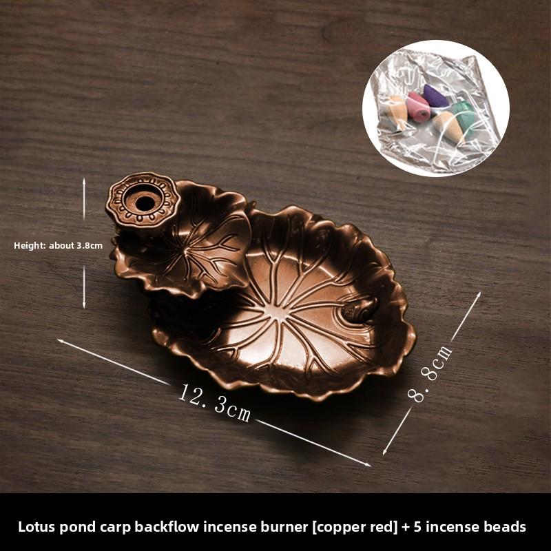 

1pcs Alloy Antique Creative Reverse Flow Lotus Pond Reverse Flow Incense Burner Home Tea Ceremony Indoor