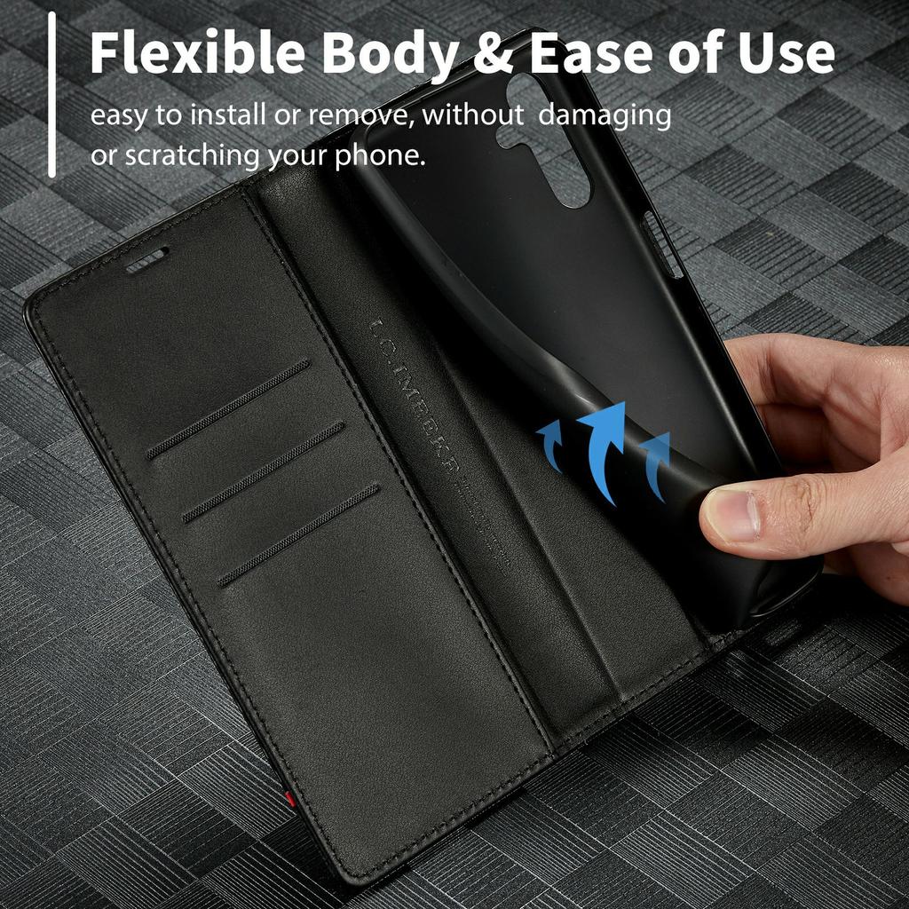 LC.IMEEKE For Samsung Galaxy A16 4G/5G Case Carbon Fiber Texture Phone Cover Stand Card Holder