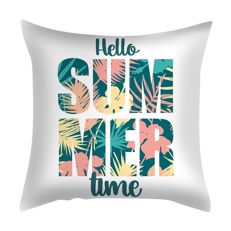 Summer Beach Scenery Cushion Cover Turquoise Pillowcase Polyester Sofa Chair Waist Hold Pillowcase Modern Home Decor 45x45cm